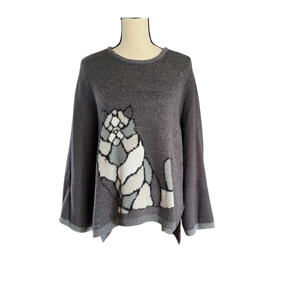 Cat Sweater soft and cozy. DG2. Large flare sleeves. Size L - Picture 3 of 8
